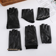 Steampunk PU Leather Half Finger Gloves for Women