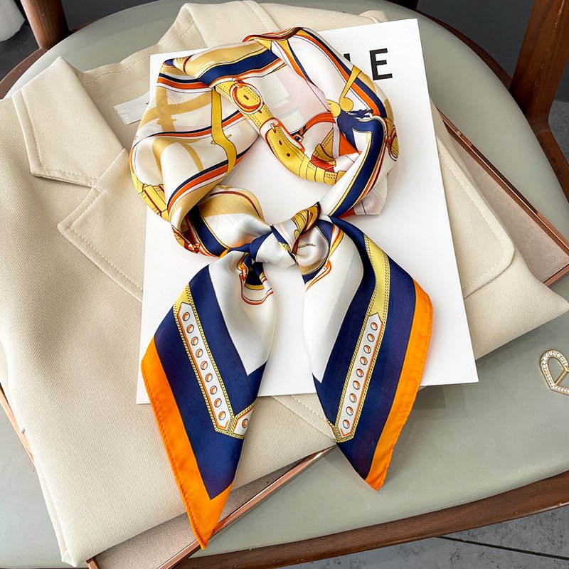 Spring & Autumn Fashion Silk Scarf, Neutral Color, Soft Imitation Silk