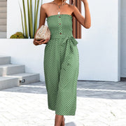 Polka Dot Jumpsuit for Women - Loose Fit Tube Top Style