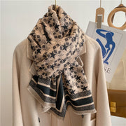 Long Warm Scarf for Women, Artificial Cashmere, 5-Pointed Star Pattern