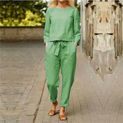 Casual Women's Two-piece Suit Cotton Linen Blend