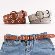 All-Match Wide Belt for Women, Hollow Air Hole Design, Round Buckle