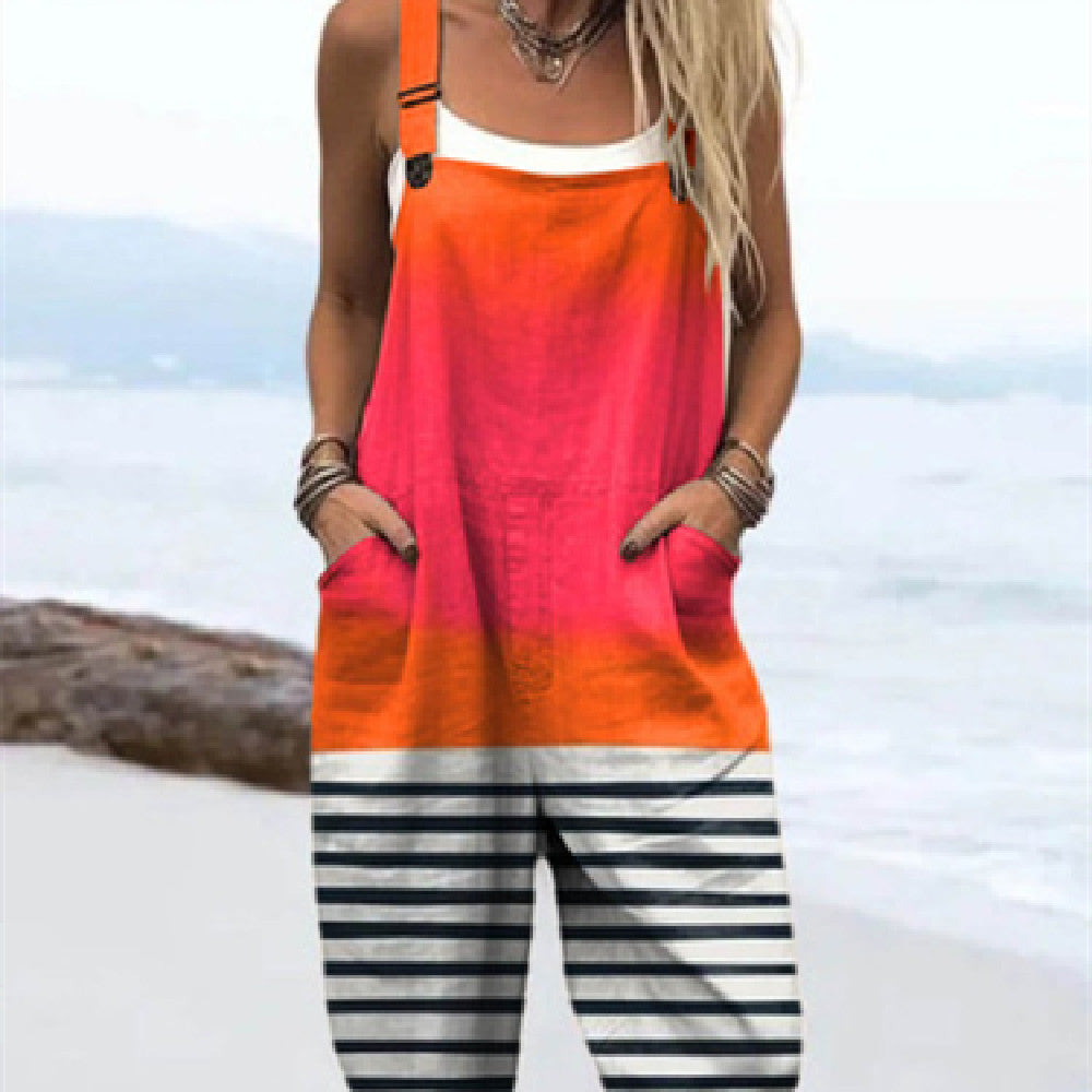 Women's 3D Print Summer Casual Suspender Romper
