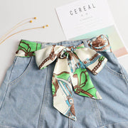 Women's Silk Ribbon Belt with Chiffon Scarf