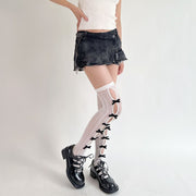 Soft Anti-Friction Lace Thigh Socks with Bow Design