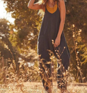 Urban Zipper Pocket Jumpsuit for Women - 9-Point Loose Fit