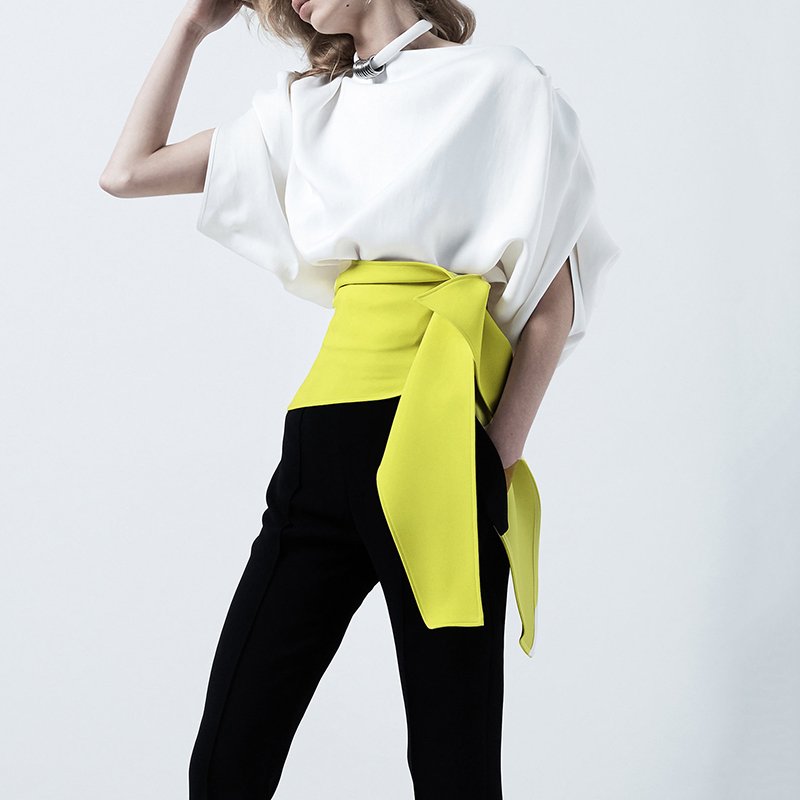 Corset Waist Belt with Matching Skirt, Adjustable Size 65-73cm, Soft Leather, Yellow White