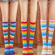 Knee Length Rainbow Cotton Socks for Women