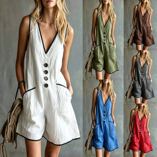 Casual Loose-Fit Button-Down Women's Jumpsuit