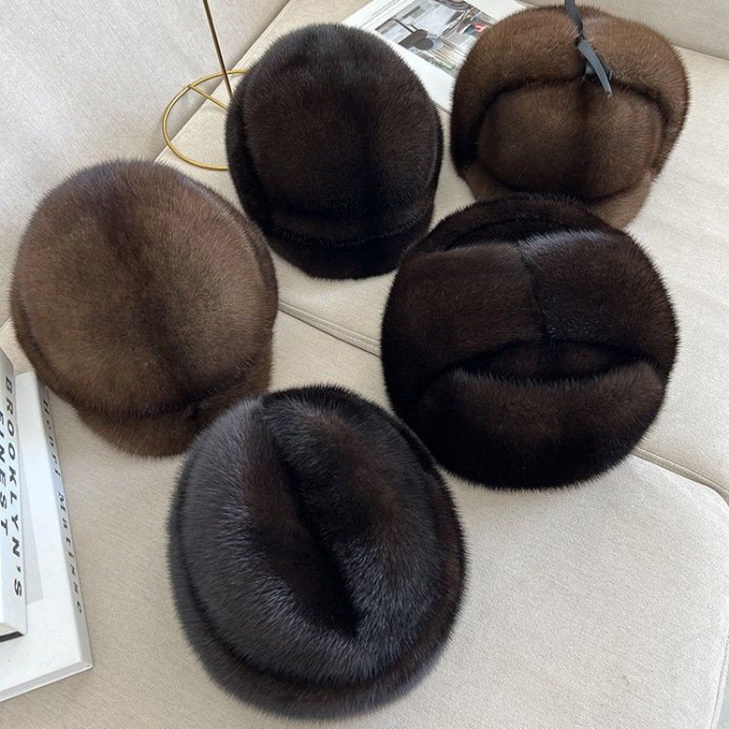 Men's Fashion Mink Leather Hats for Winter