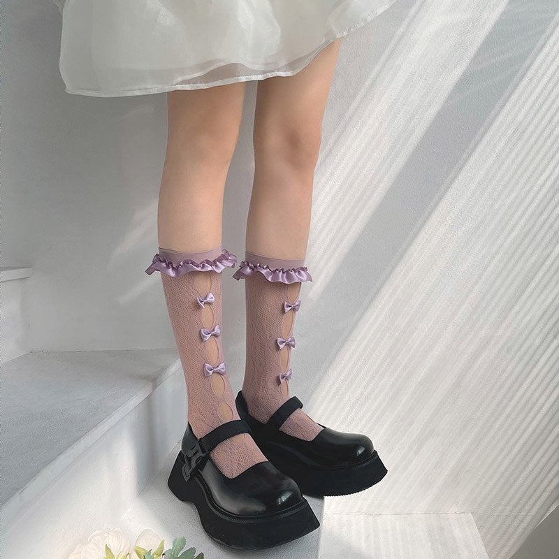 Colorful Sweet Satin Lace Girl's Stockings
