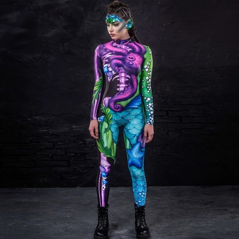 Purple Women's Jumpsuit Tights Cosplay Costume