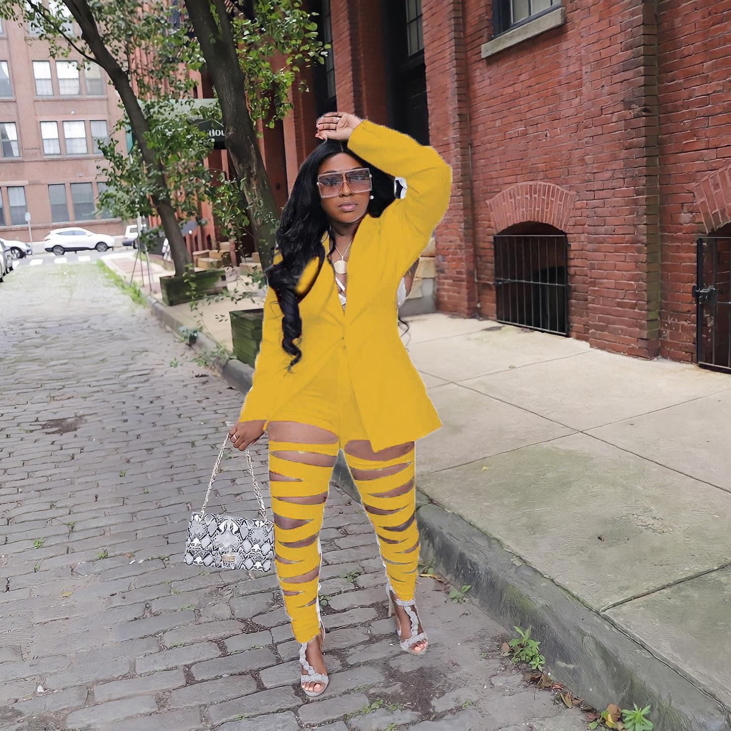 Winter Burnt Flower Solid Color Jumpsuit for Women