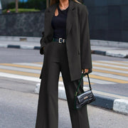 Black Green Brown Solid Color Long Sleeve Women's Jumpsuit Set