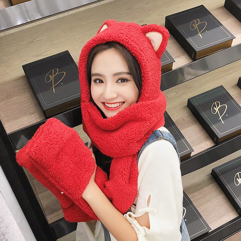 Warm Cat Ear Scarf Hat