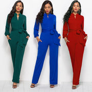 Solid Color Wide Leg Jumpsuit for Women