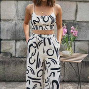 European Style Street Hipster Graphic Print Jumpsuit Set