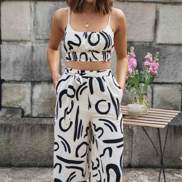 European Style Street Hipster Graphic Print Jumpsuit Set