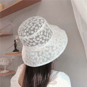 Daisy Embroidery Wide Brim Sun Hat for Women