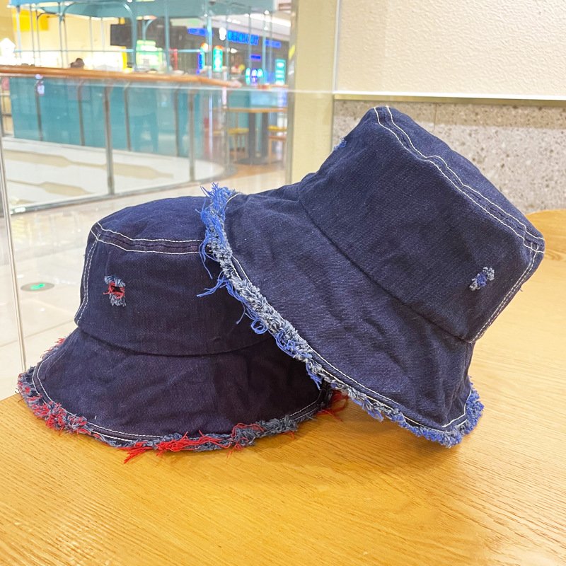 Women's Retro Sun Hat with Distressed Denim Look