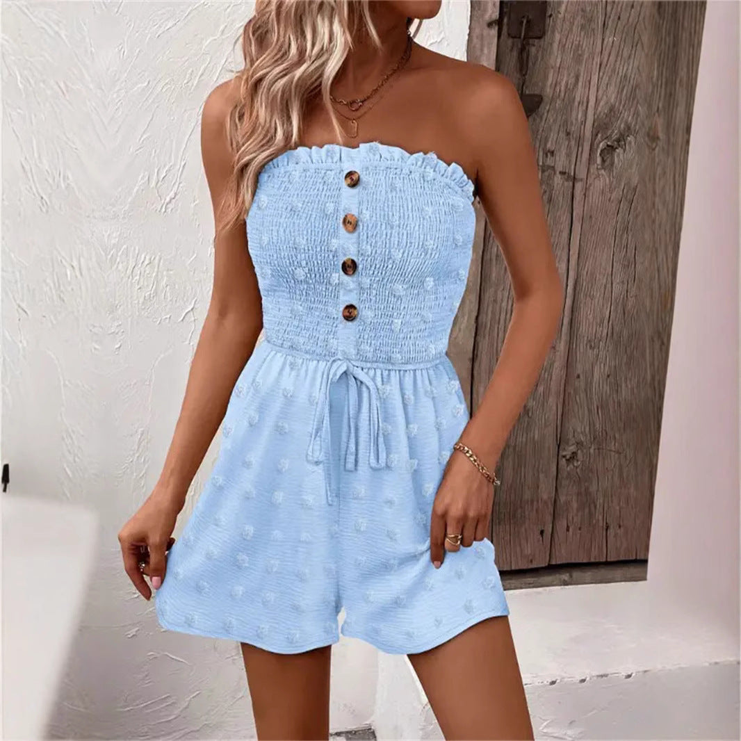 Womens Fashion Solid-color Off-shoulder Jumpsuit