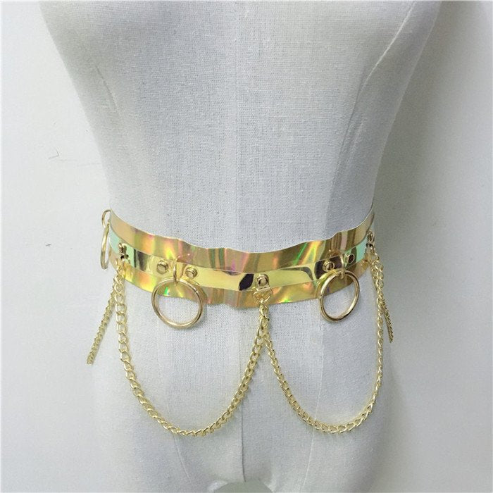 Adjustable Leather Chain Waist Belt for Women