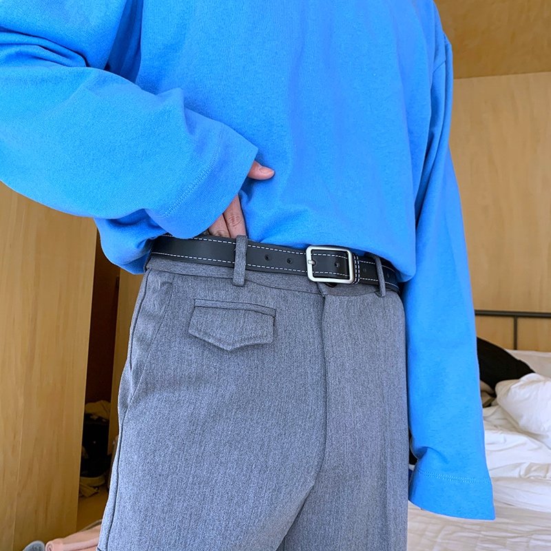 Classic Men's Thin Narrow Belt with Alloy Buckle