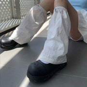 Soft White Ankle Socks with Drawstring