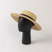 Vintage Leather Straw Hat for Women