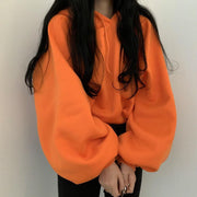 Women's Casual Lantern Sleeve Hooded Sweater