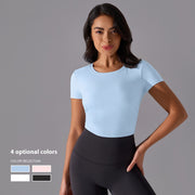 Skin-Friendly Short Sleeve Yoga T-Shirt for Women – Breathable Fitness Top
