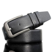 Soft Leather Business Men's Belt with Litchi Pattern Pin Buckle