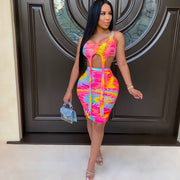 Vibrant Tie-dye Skirt Vest Set for Women