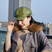 Casual Sheepskin Octagonal Cap for Men