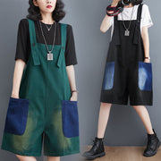 Contrast Denim Strap Pants for Women