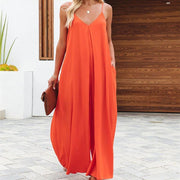 Wide-leg Solid Color Pocket Jumpsuit for Women