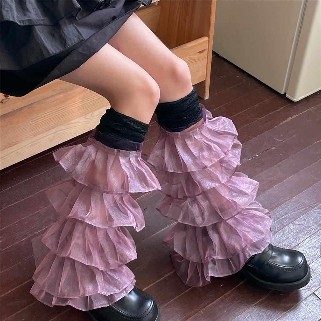 Breathable Women's Leg Warmer Socks with Lace Stitching