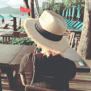 Wide Brim Sun Hat for Women - Beige Straw Travel Hat
