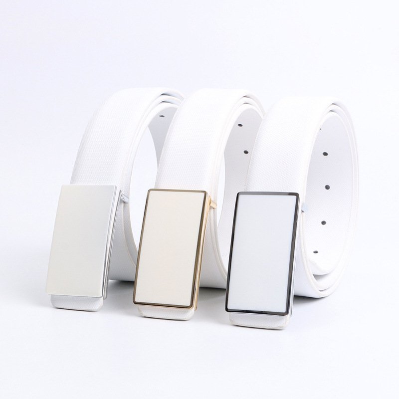 Casual White Buckle Belt for Men