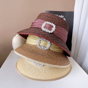 Flat Top Straw Sun Hat for Women