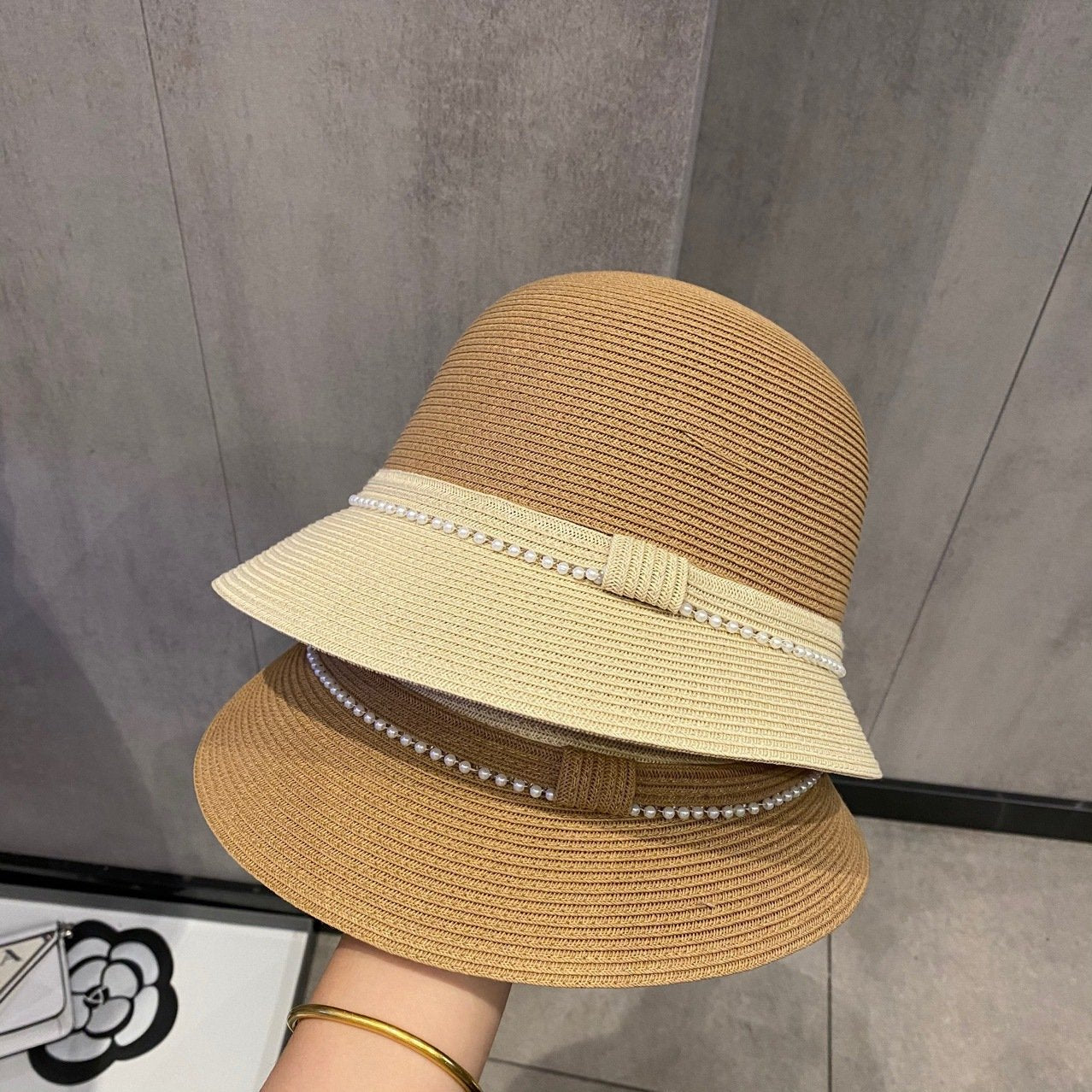 Summer Sun Protection French Pearl Straw Hat