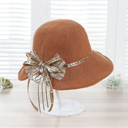 Foldable Straw Hat with Bow