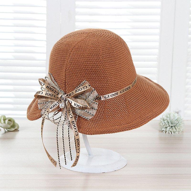 Foldable Straw Hat with Bow