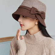 Elegant Women's Winter Bucket Hat with Bow