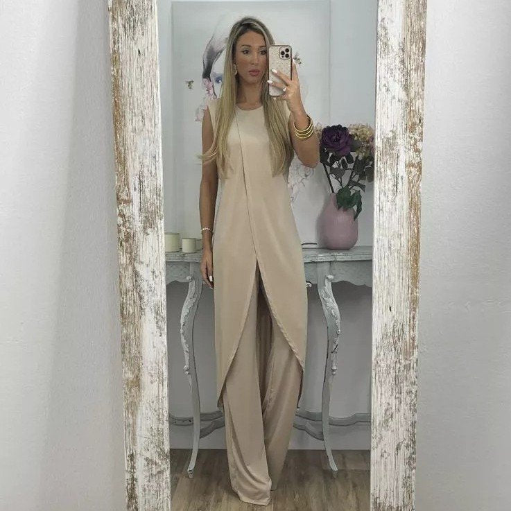 Loose Round Neck Pants Two-piece Set