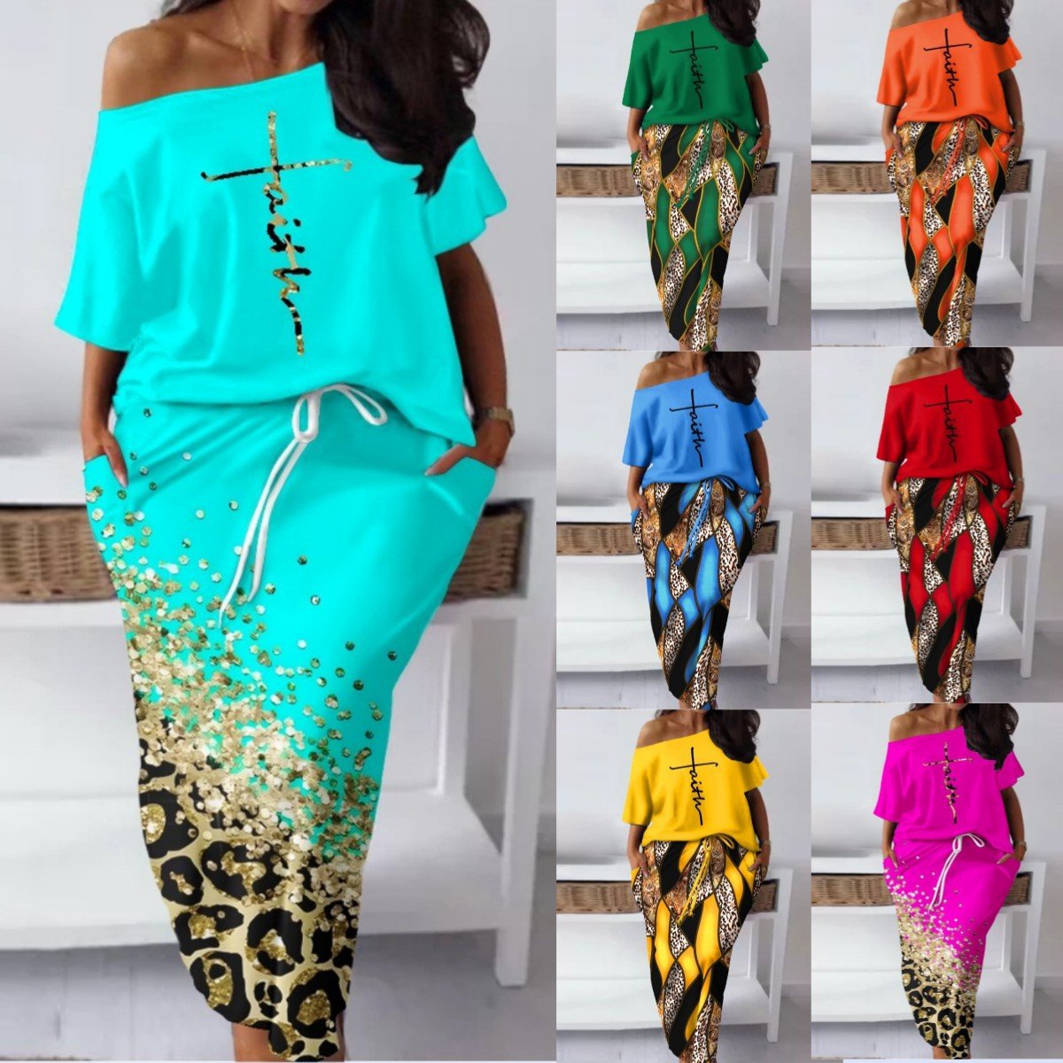 Lightweight Leopard Print Skirt Suit for Women