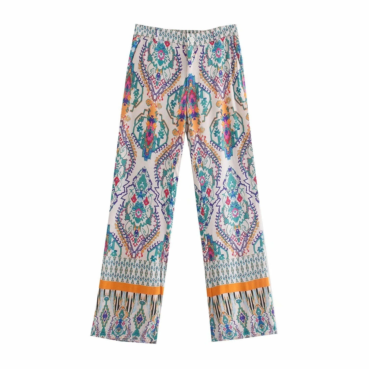 Retro Printed Wide-Leg Suit Pants for Women