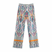 Retro Printed Wide-Leg Suit Pants for Women