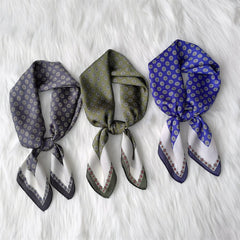 Geometric Pattern Polyester Scarf Square Imitated Silk