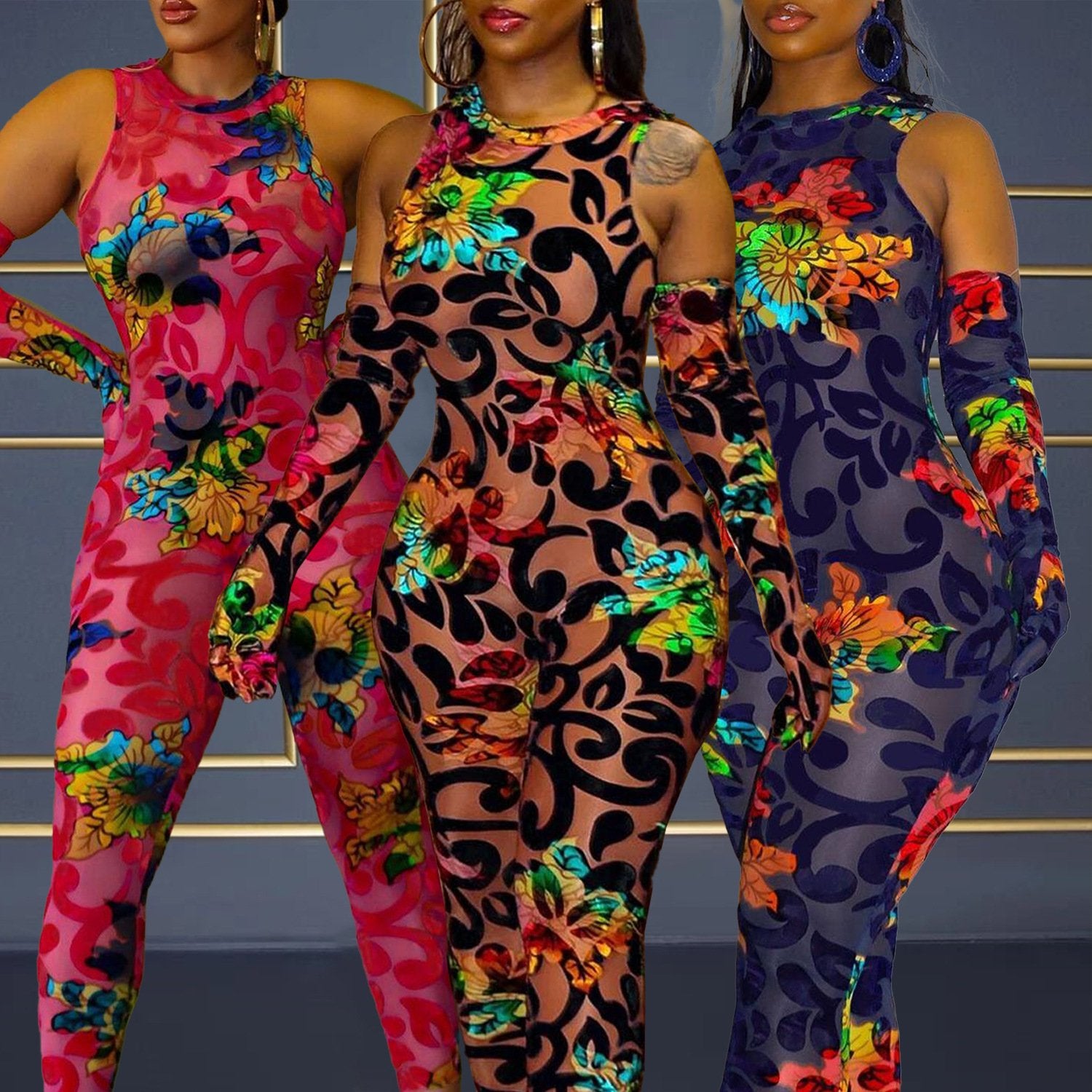 Women's Fashion Printed Jumpsuit Casual Wear